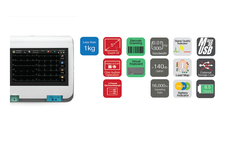 EDAN SE301 3-Channel Electrocardiograph Image B
